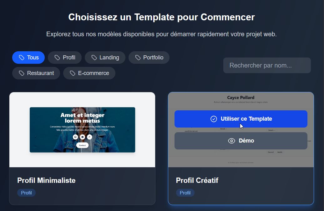 Étape 1: Choisir un template